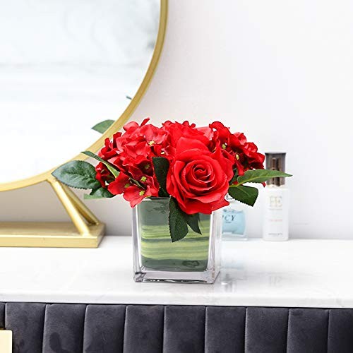 Artificial Silk Rose Flower Centerpiece Arrangement in vase for Home Wedding …