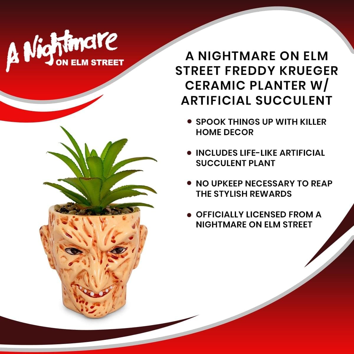 A Nightmare On Elm Street Freddy Krueger 3-Inch Ceramic Mini Planter With Artifi