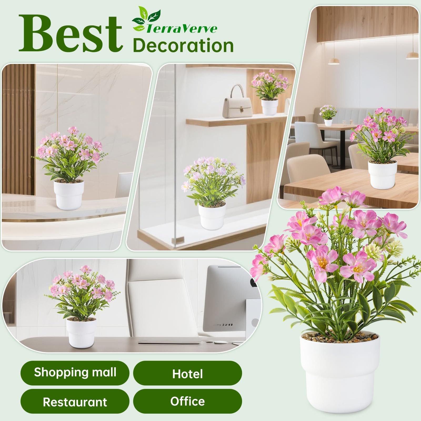 3-Piece Artificial Table Plant ， Lifelike Indoor Plants for Home, Office, Bed…