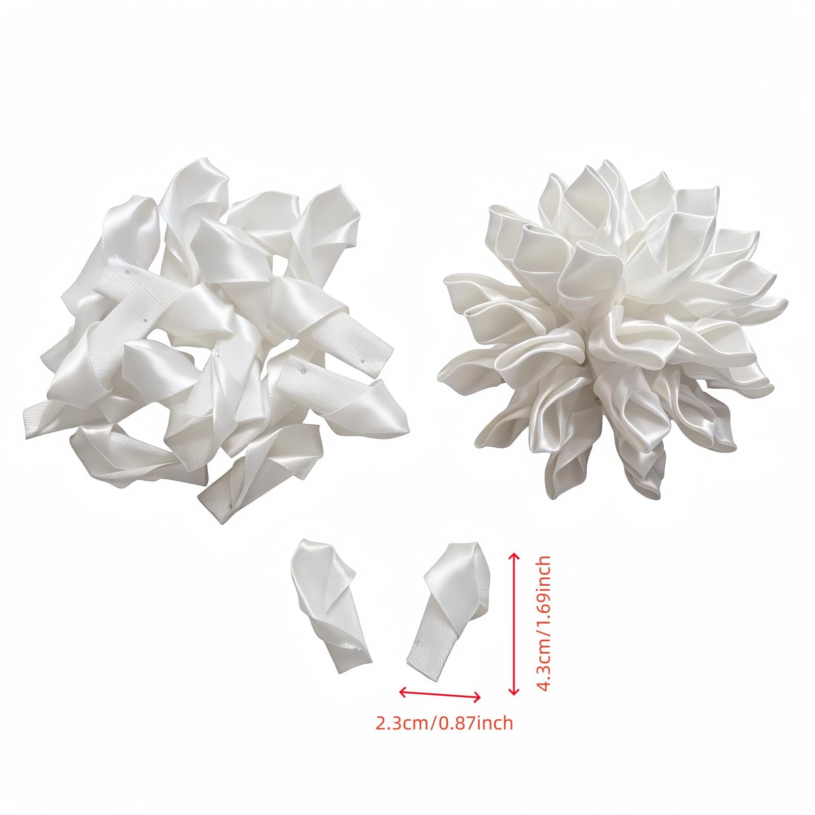 300 Counts Pre-Made Satin Ribbon Rose Petals Dahlia Lotus Flower Petals, Semi…