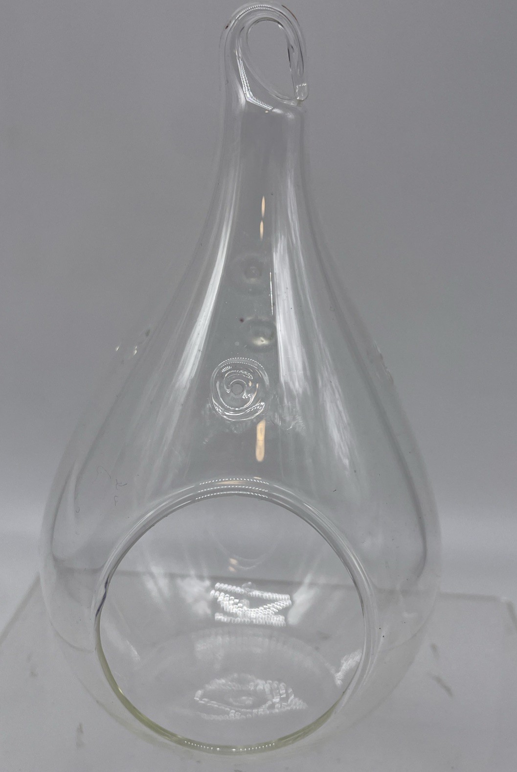 6 Blown Glass Teardrop Hanging Plant Terrarium 5” Clear EUC