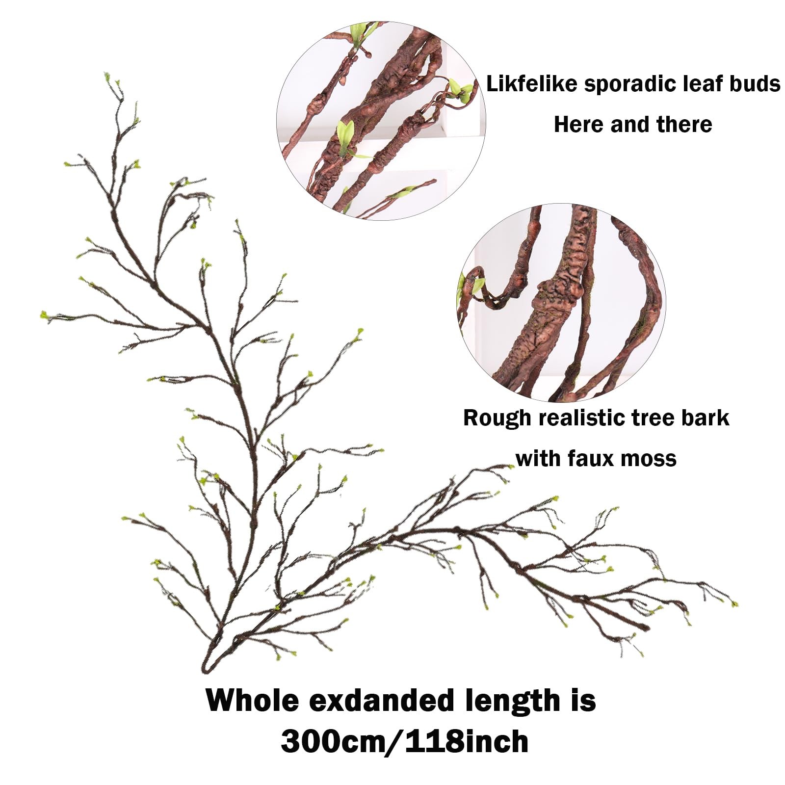 118 inch Large Bendable Artificial Floral Tree Branches Twigs Vines Cherry Bl…