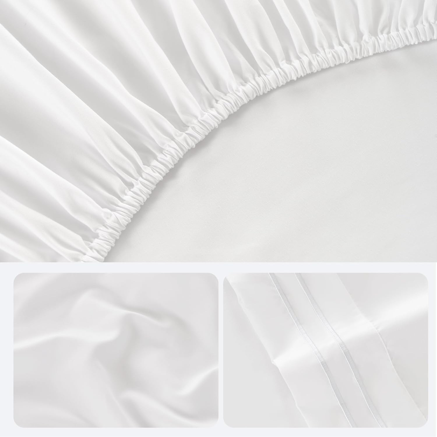 White Queen Sheet Set, 4 Pieces Soft Bedding Queen Sheet Set, Breathable and Coo