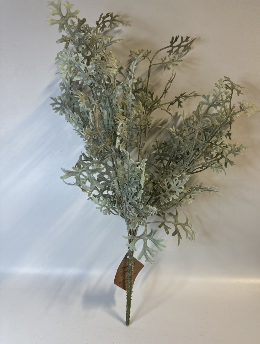 Lot of 6 20inch Fabric Artificial Dusty Miller Bush in Light Green