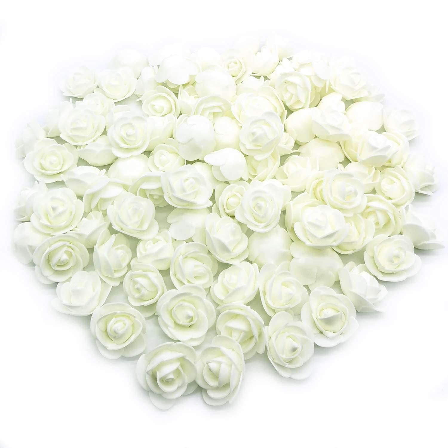 100 PCS Ivory 3CM Mini Fake Roses Artificial Flowers DIY Wedding Bouquets