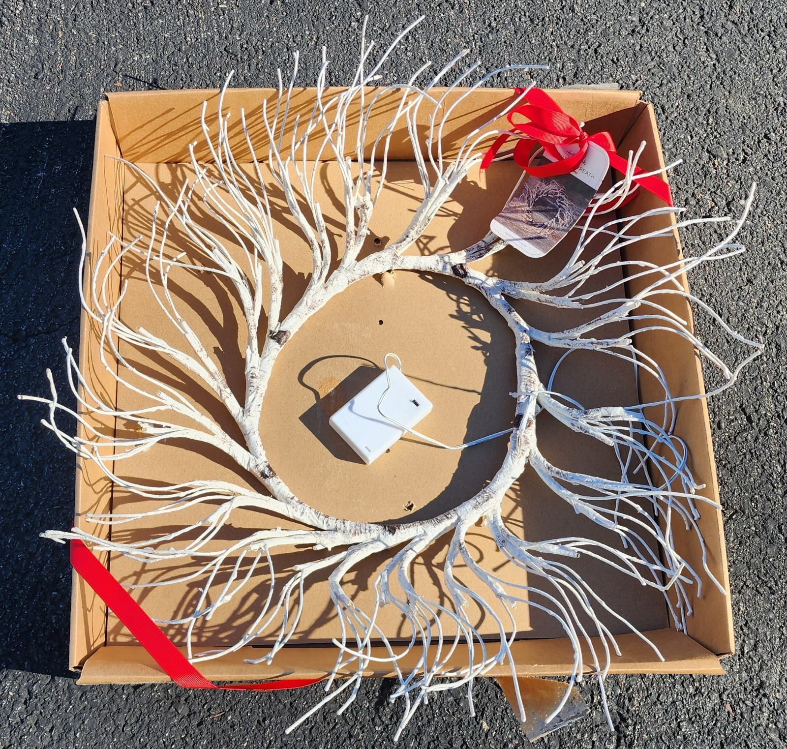 Hallmark Light-Up Wreath Birch White Twig Wreath LED Lights Battery Operated