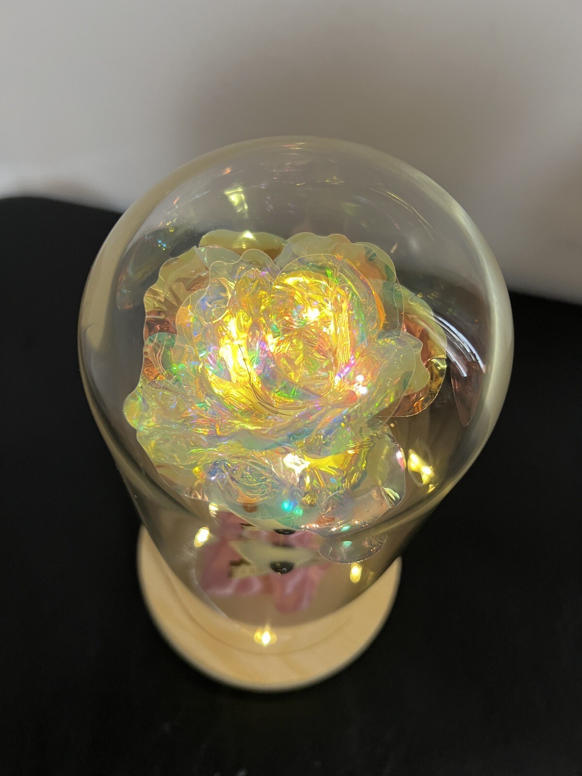 Rose in Glass Dome with Bear LED Gifts for Her Women Rose Alout