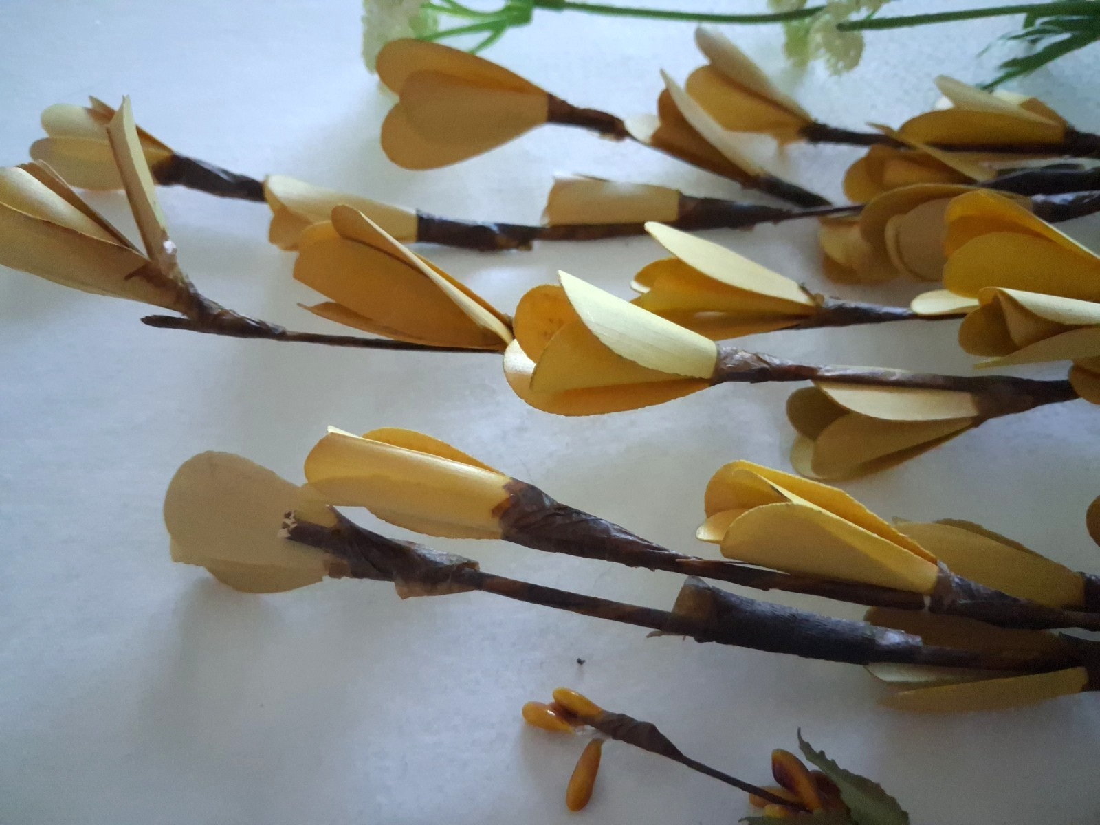 Artificial Mustard Yellow Floral Stem Lot 9 Stems Faux Flowers 12-32″