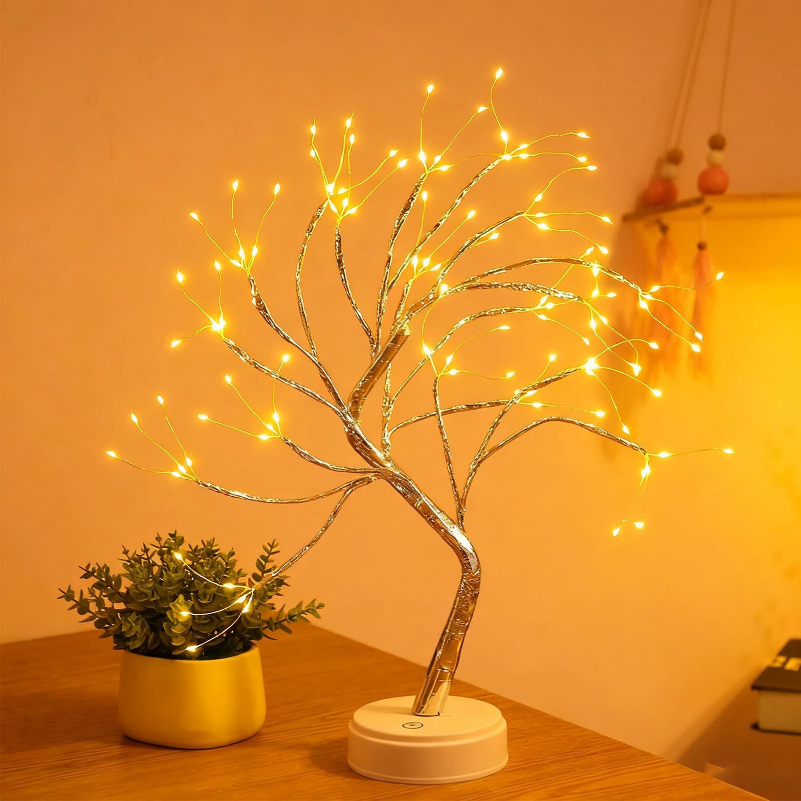 20″ Tabletop Bonsai Tree Light, 108 Fairy Light Spirit Tree, Battery/USB Oper…