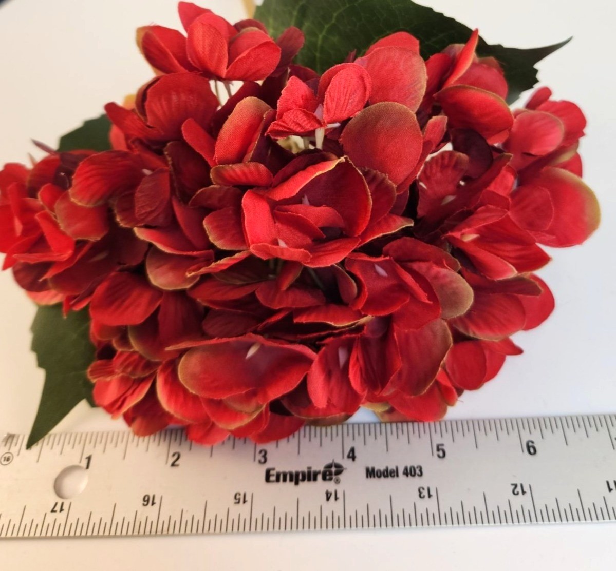 Red Artificial Hydrangea Stem Silk Flower Deep Red Faux Floral Wedding Decor
