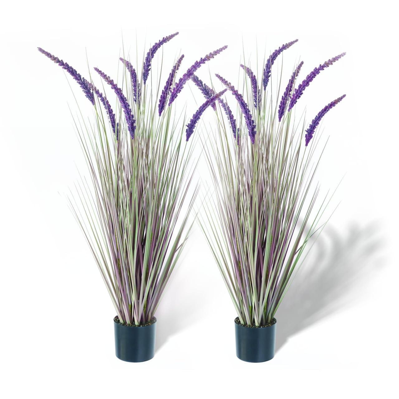 KOL 4ft 2-Pack Artificial Veronica Horsetail Reed Grass 47in Tall Faux Purple