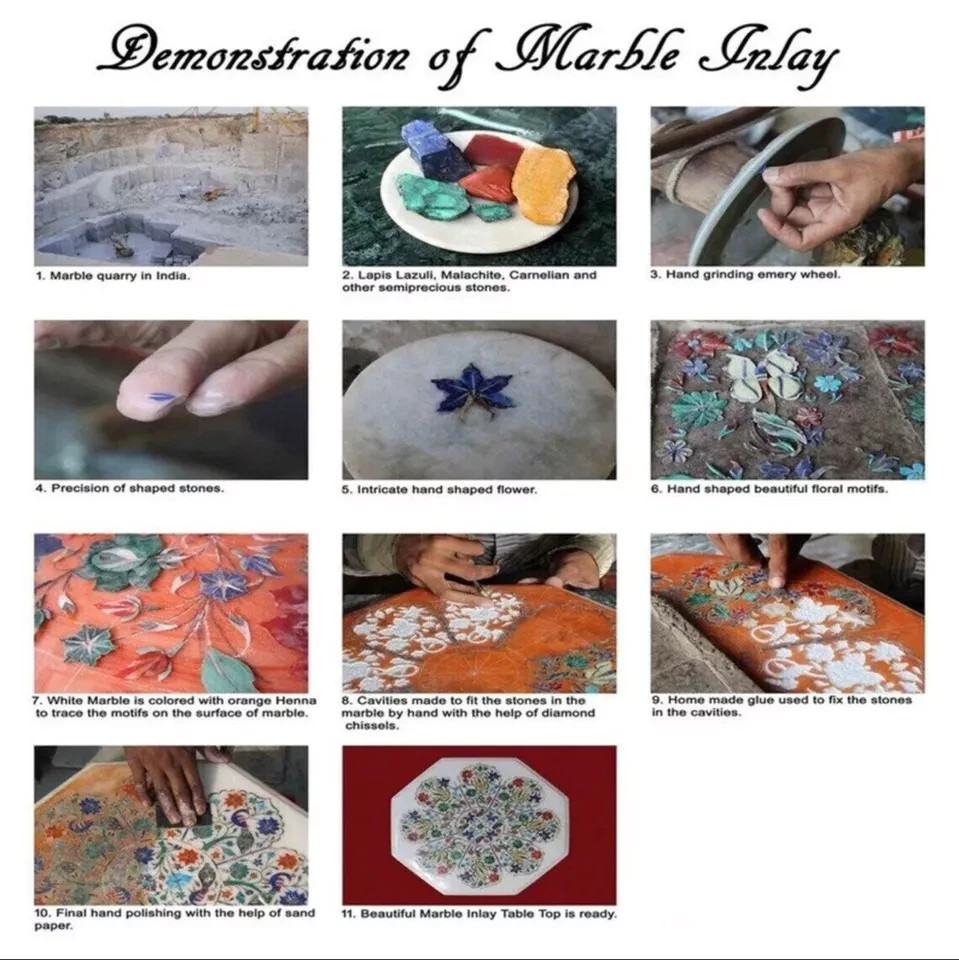 15″ Marble Flower Vase Mop Shell inlay table pot Home Decor Art & Collectibles
