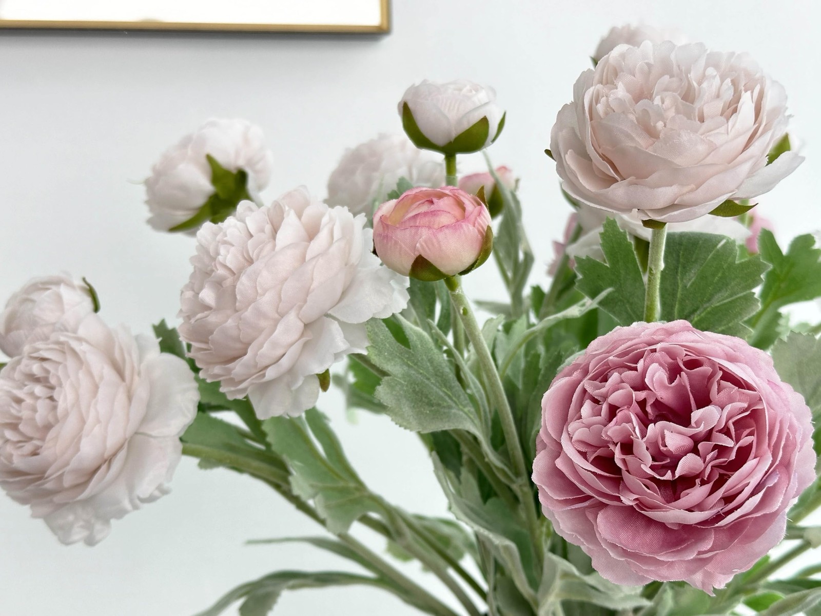 7 Pcs Peony Artificial Flowers with Stems, Faux Ice and Opal Pink Ranunculus Mix