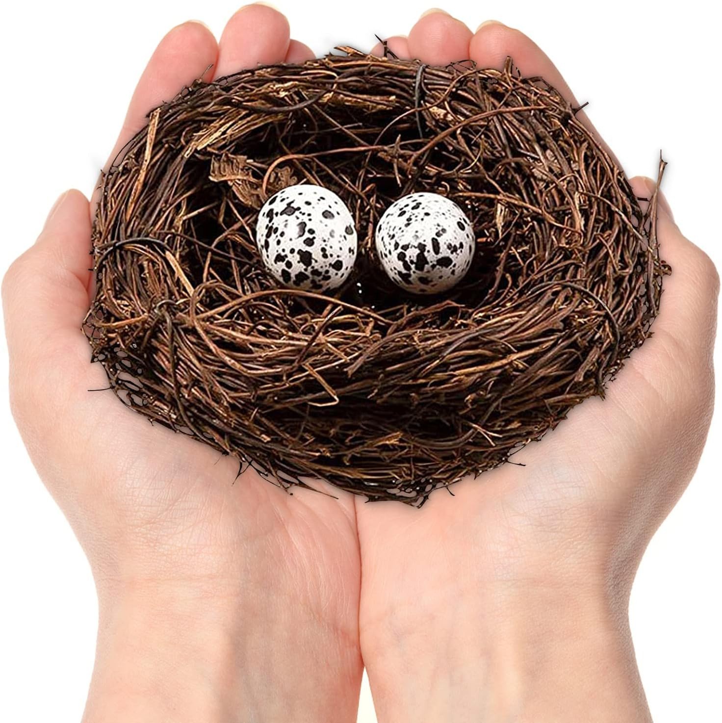 Mini Artificial Birds Nest with Eggs for Easter Decor and Crafts (4 Inches)