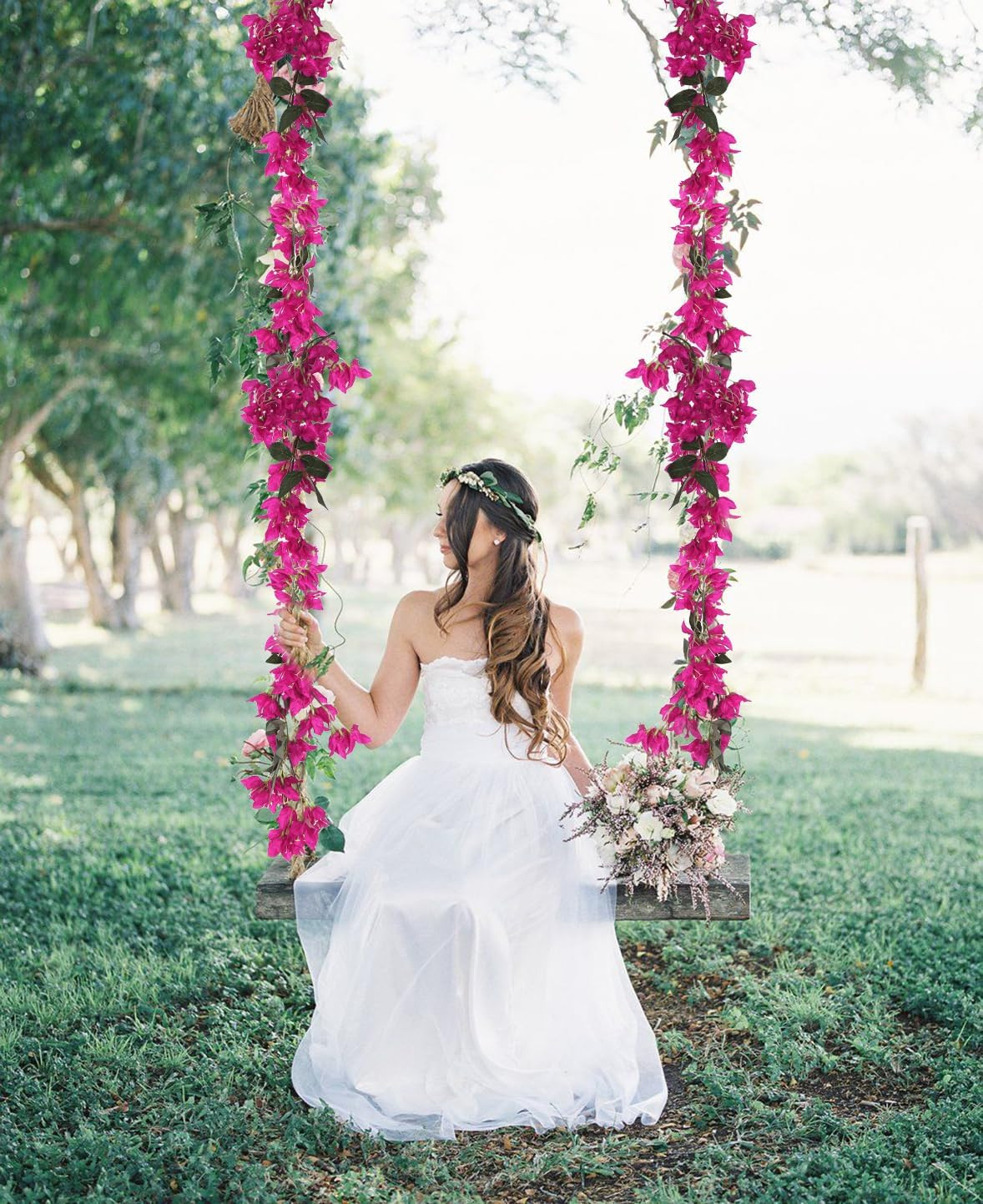 5.9 Ft Artificial Bougainvillea Flowers Garland 2PCS Fake Silk Bougainvillea Vin