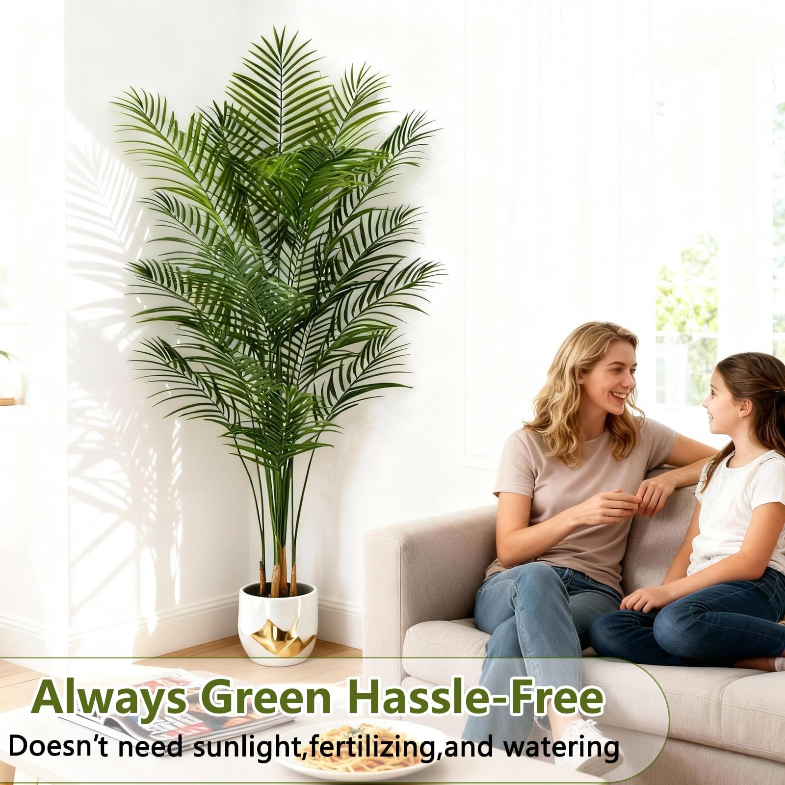 Artificial Palm Tree Indoor 6ft, Large Fake Tropical Areca Palm Tree with 18 …