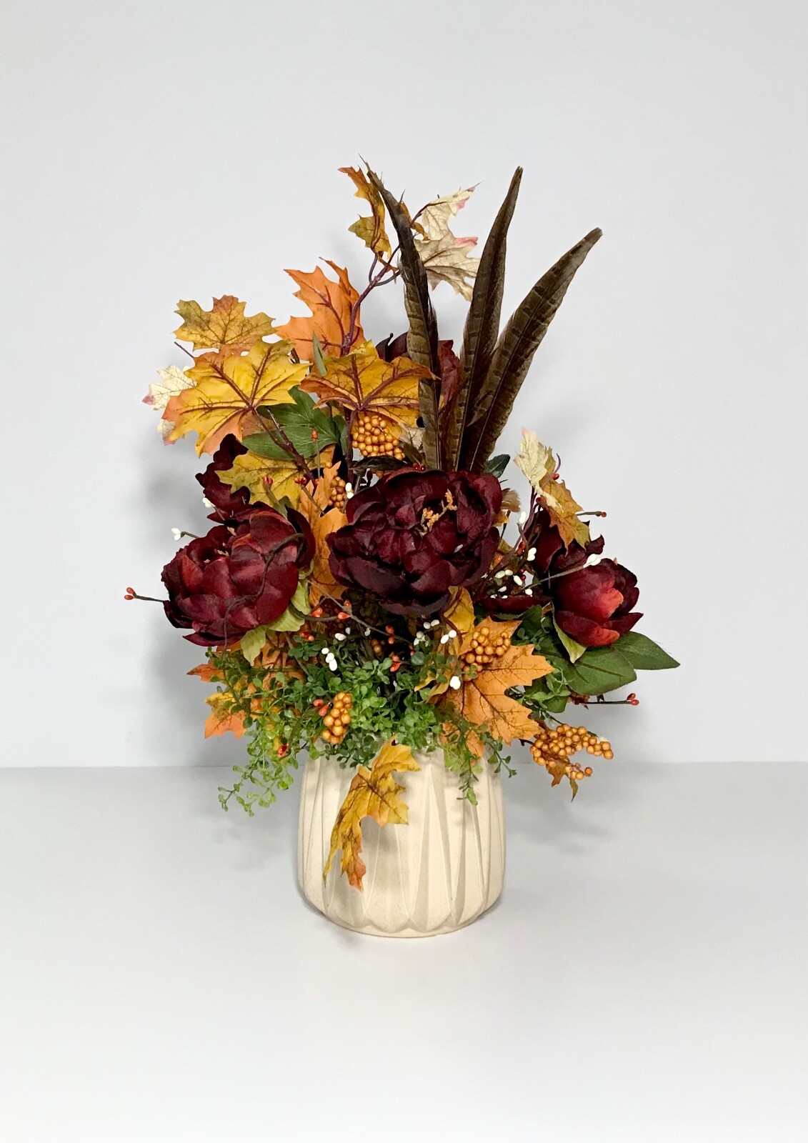 ELEGANT FLORAL ARRANGEMENT FALL HARVEST THANKSGIVING TABLE DECORATION GIFT NEW