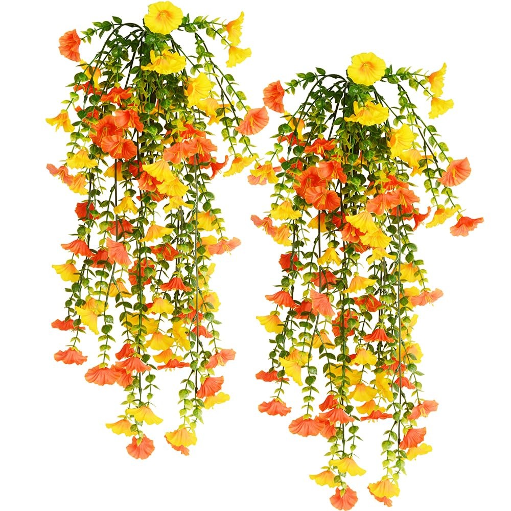 Artificial Fake Hanging Flowers Plants 2pack Faux Silk Daisy with Eucalyptus …
