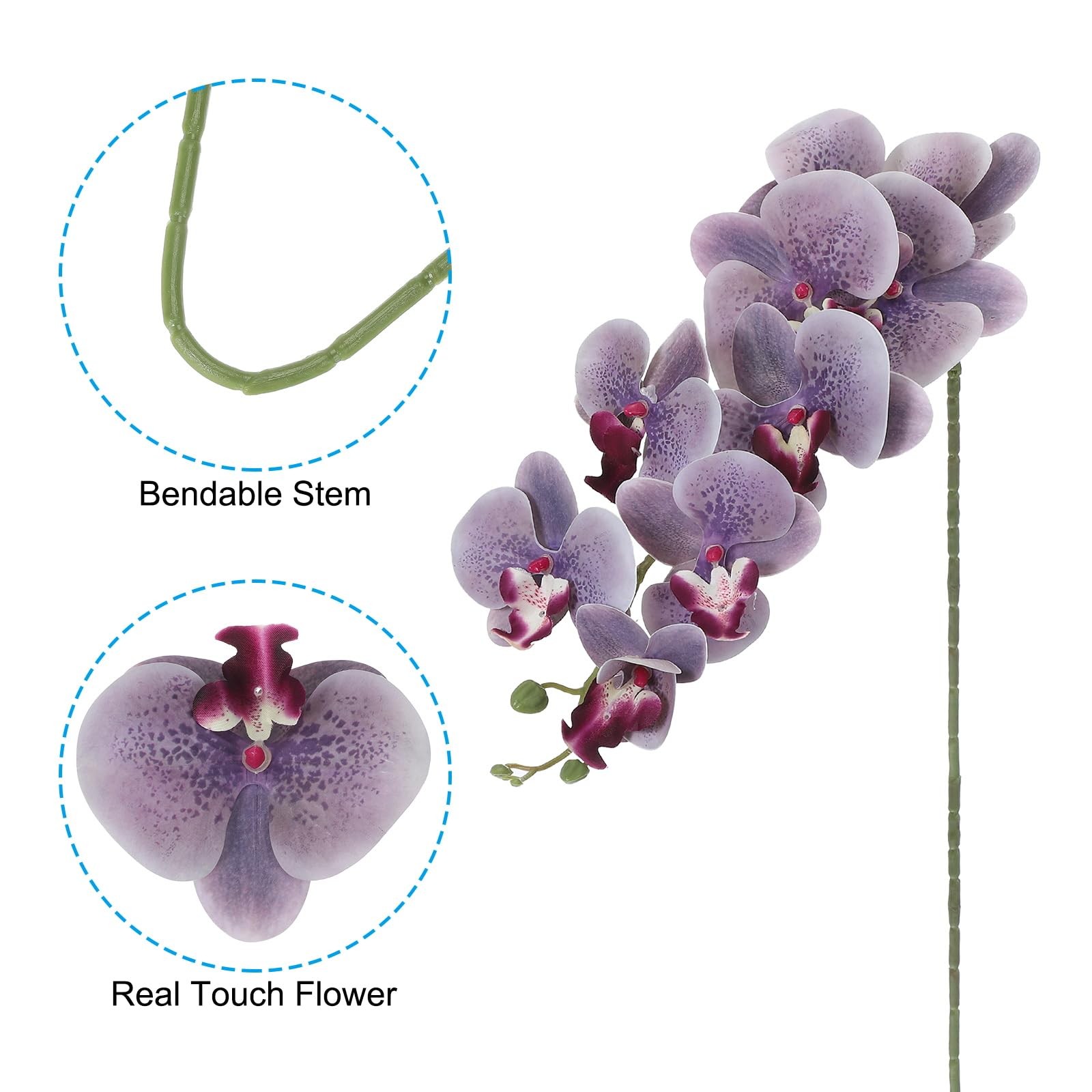 Artificial Orchid Stems 41″, 6 Pack 9 Heads Faux Phalaenopsis Flowers Real To…