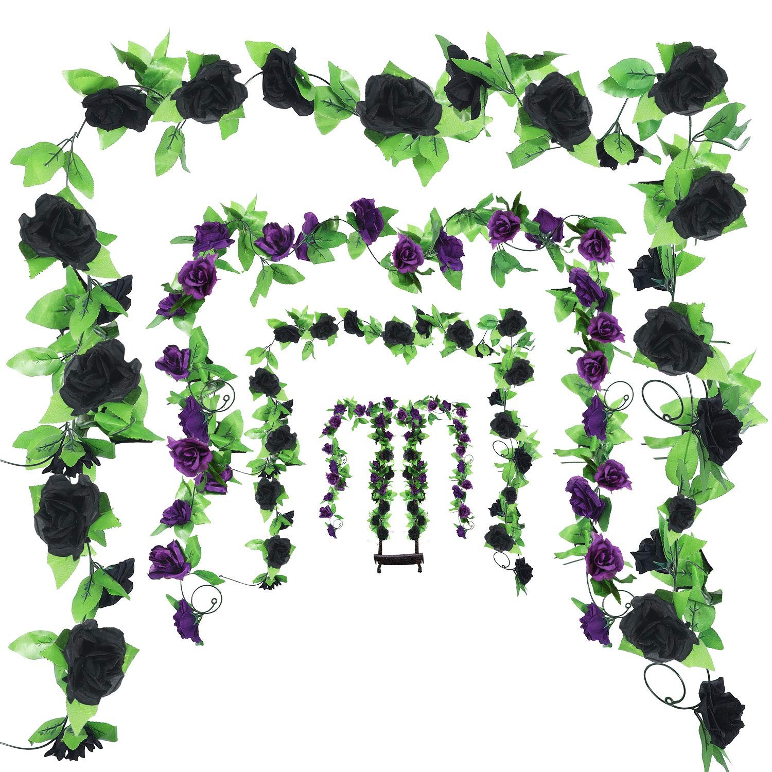 4 Pieces 7.7 Feet Fake Rose Vine Artificial Vine with Flowers Rose Garland Vi…