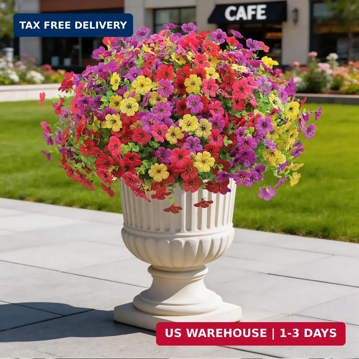 12 Bundles Artificial Flowers for Outdoor Indoor UV Resistant Fake Plants Silk F