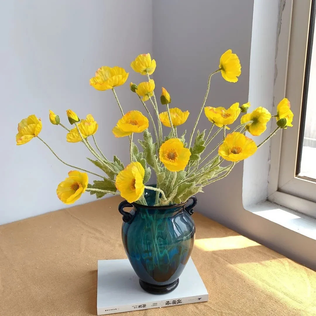 Artificial Flowers Fake Poppy Silk Flowers Long Stem Housewarming Garden