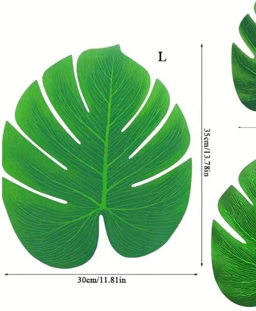 Large 12 PCS Tropical Hawaiian Artificial Palm Leaves Jungle Foliage Luau Party