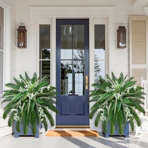 2 Pcs 48″ 2-in-1 Fake Ferns with Spider Plant, 48″-78 Branches-2 Pcs