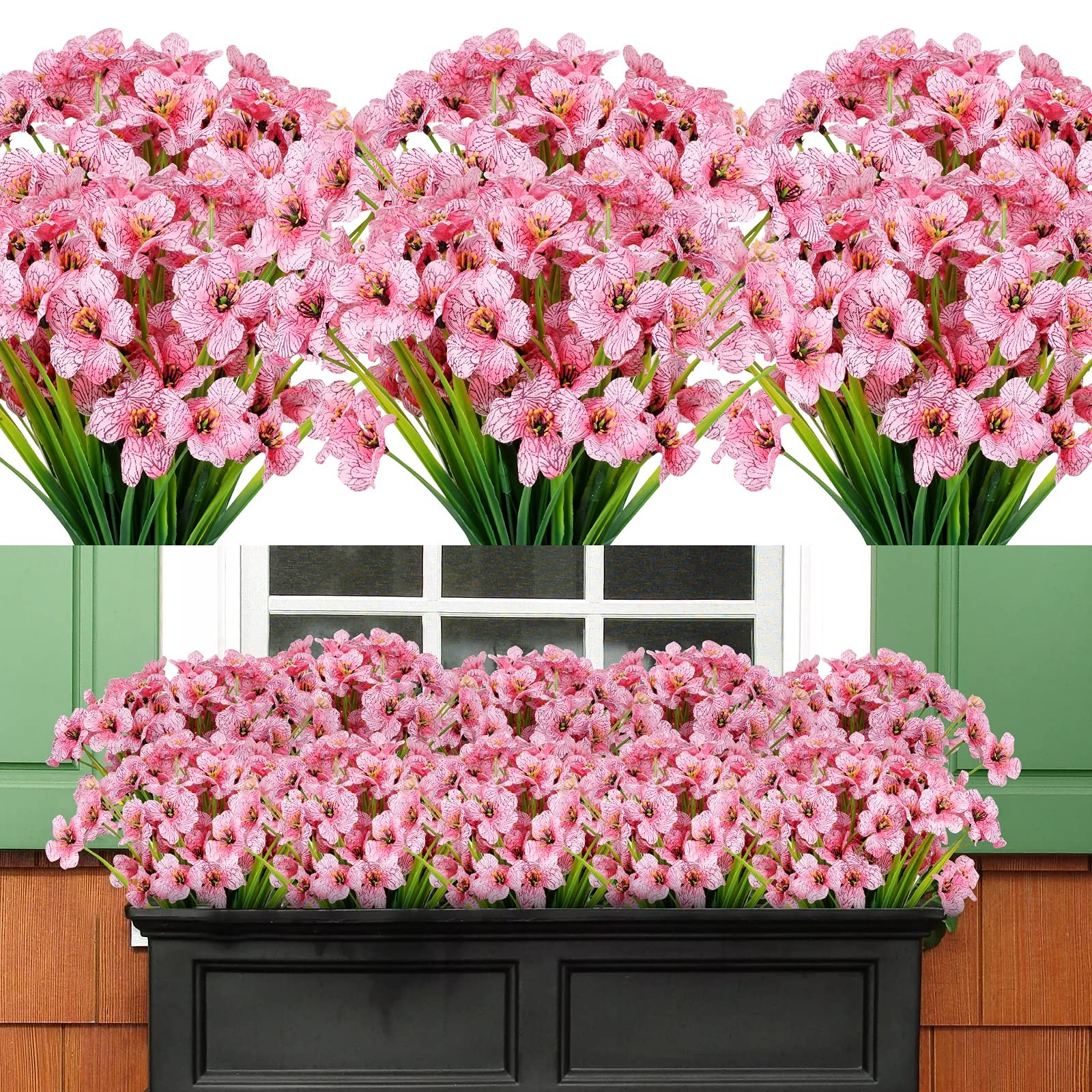AmyHomie 20 Bundles Artificial Flowers for Outdoor Outside Spring Summer Deco…