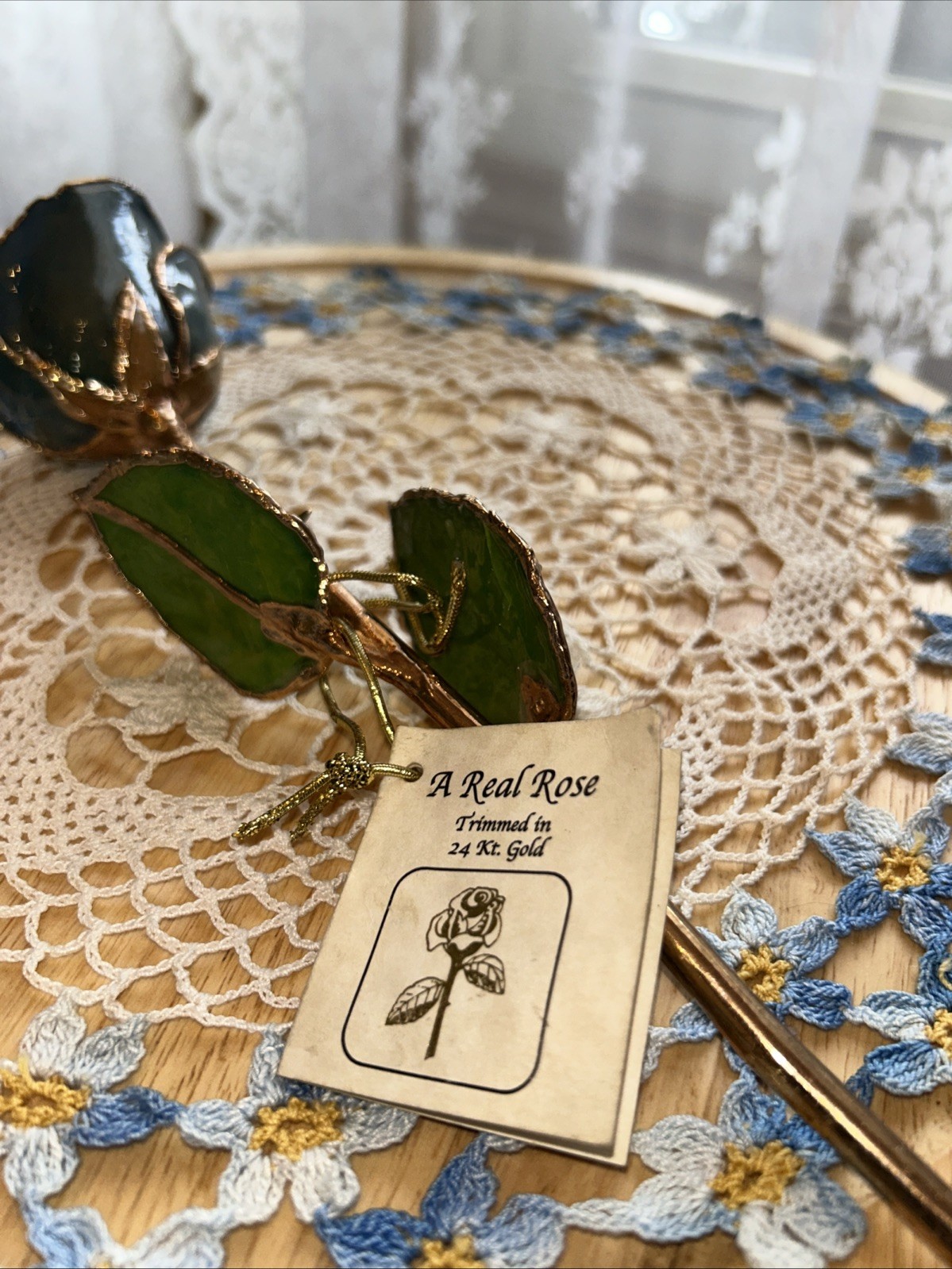 A Real Genuine Rose Trimmed in 24kt Gold 11”Timeless Rose, See Pics for details