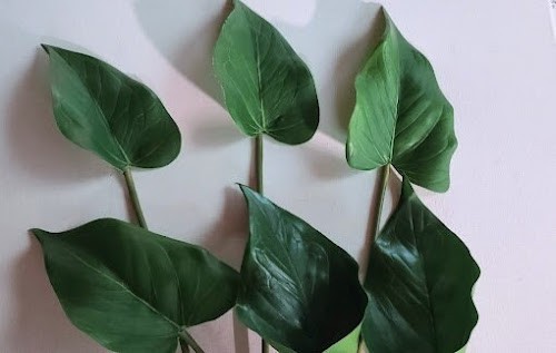 Real touch anthurium leaves with stems