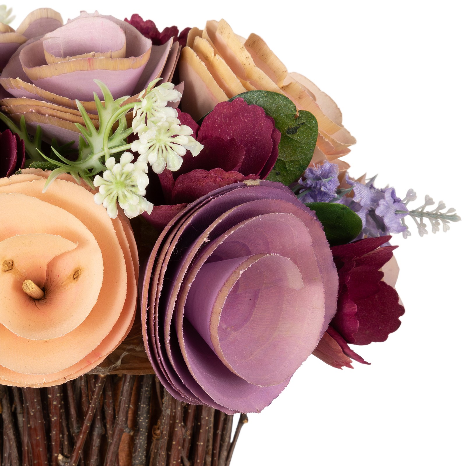 Northlight Wooden Floral Artificial Spring Bouquet – 9.5″ – Wine Red and Purple