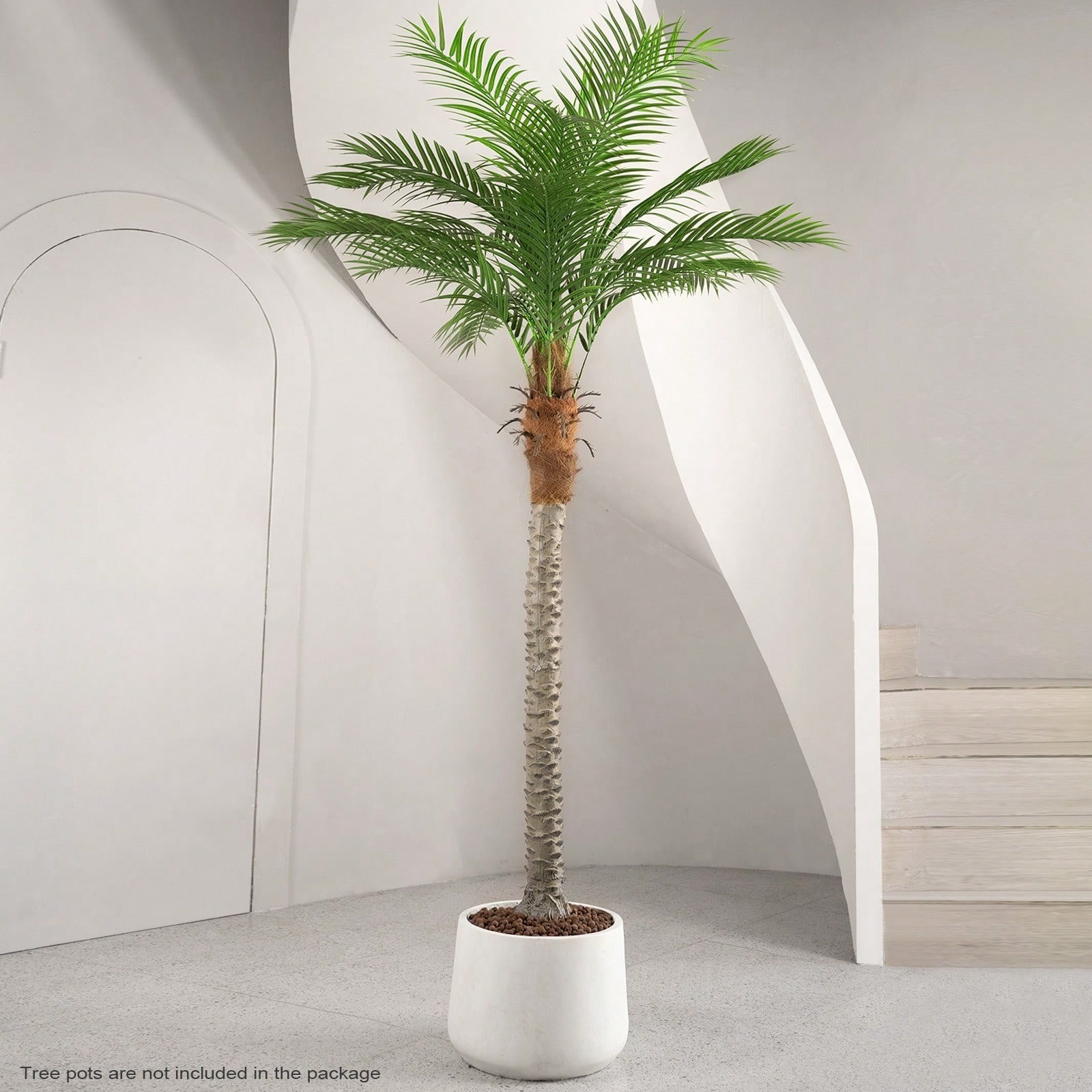 7-9FT Faux Palm Tree Adjustable Leaves Artificial Sago Plant Indoor Patio Decor