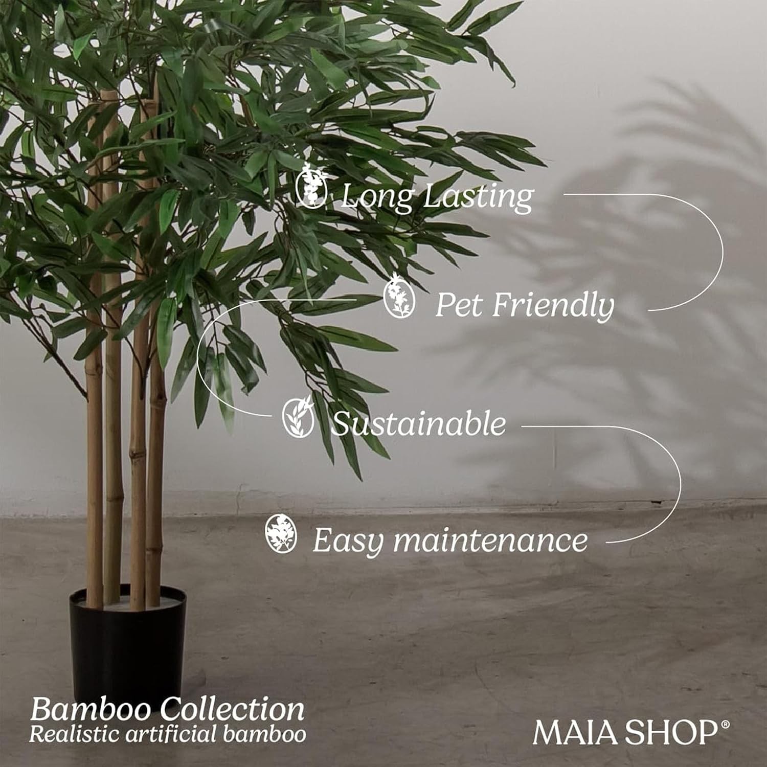 – 5ft Artificial Bamboo Tree – Indoor Faux Plant | Plastic Construction 150 cm