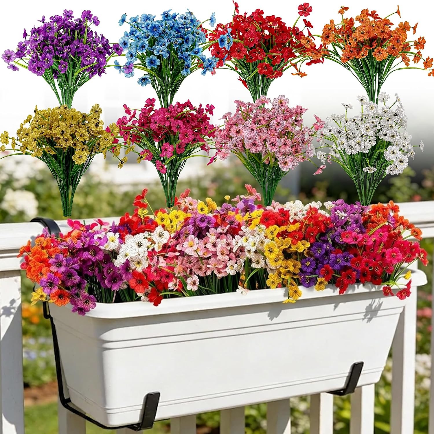 24 Bundles UV Resistant Artificial Flowers, Outdoor Indoor Orange Decor