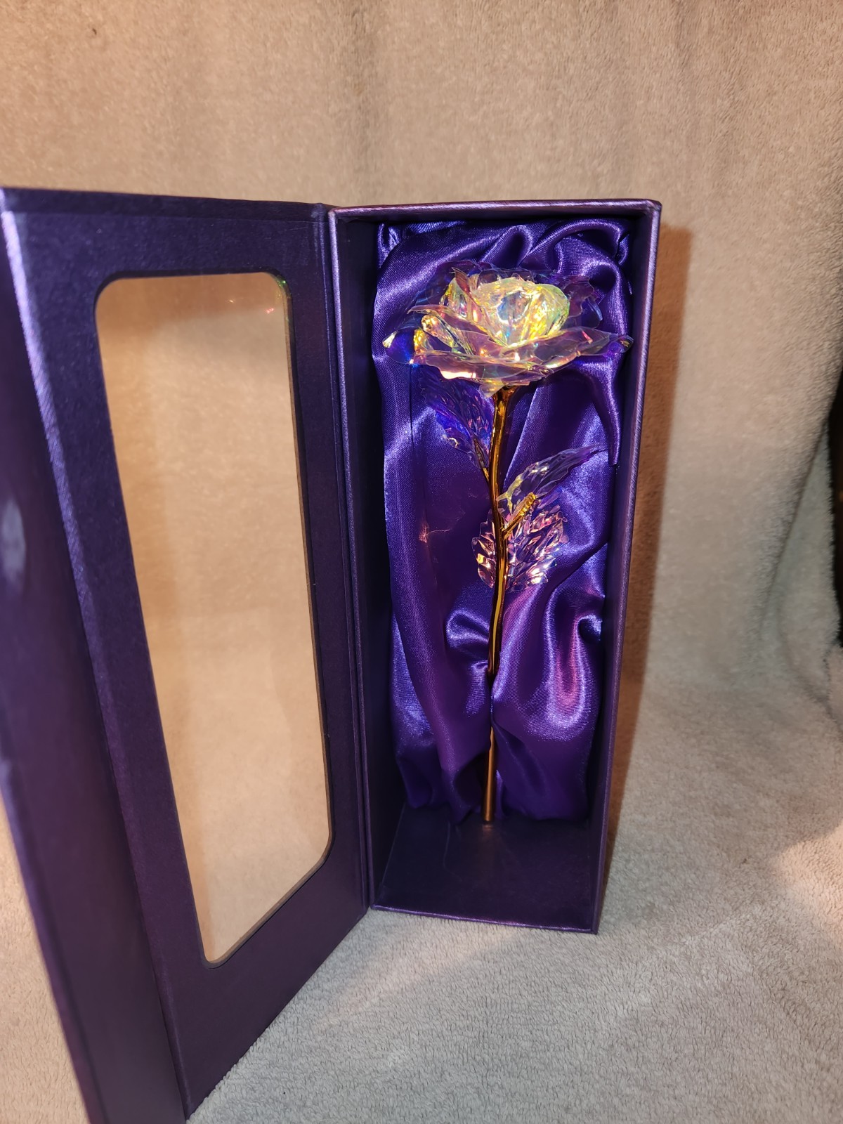 24K Gold-Plated Foil Artificial Rose with Stem for A Special Day Gift In Box 9″