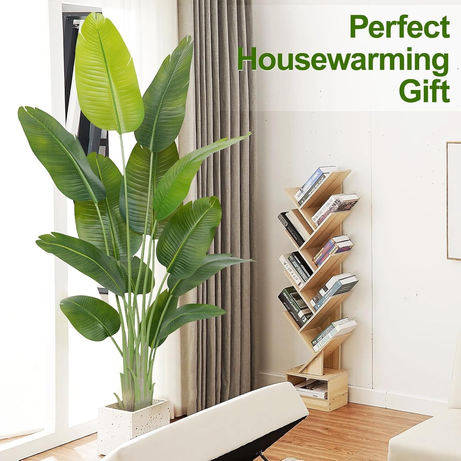 Lifelike Bird of Paradise Artificial Plant,6ft Faux Banana Leaf Tree with 13 …