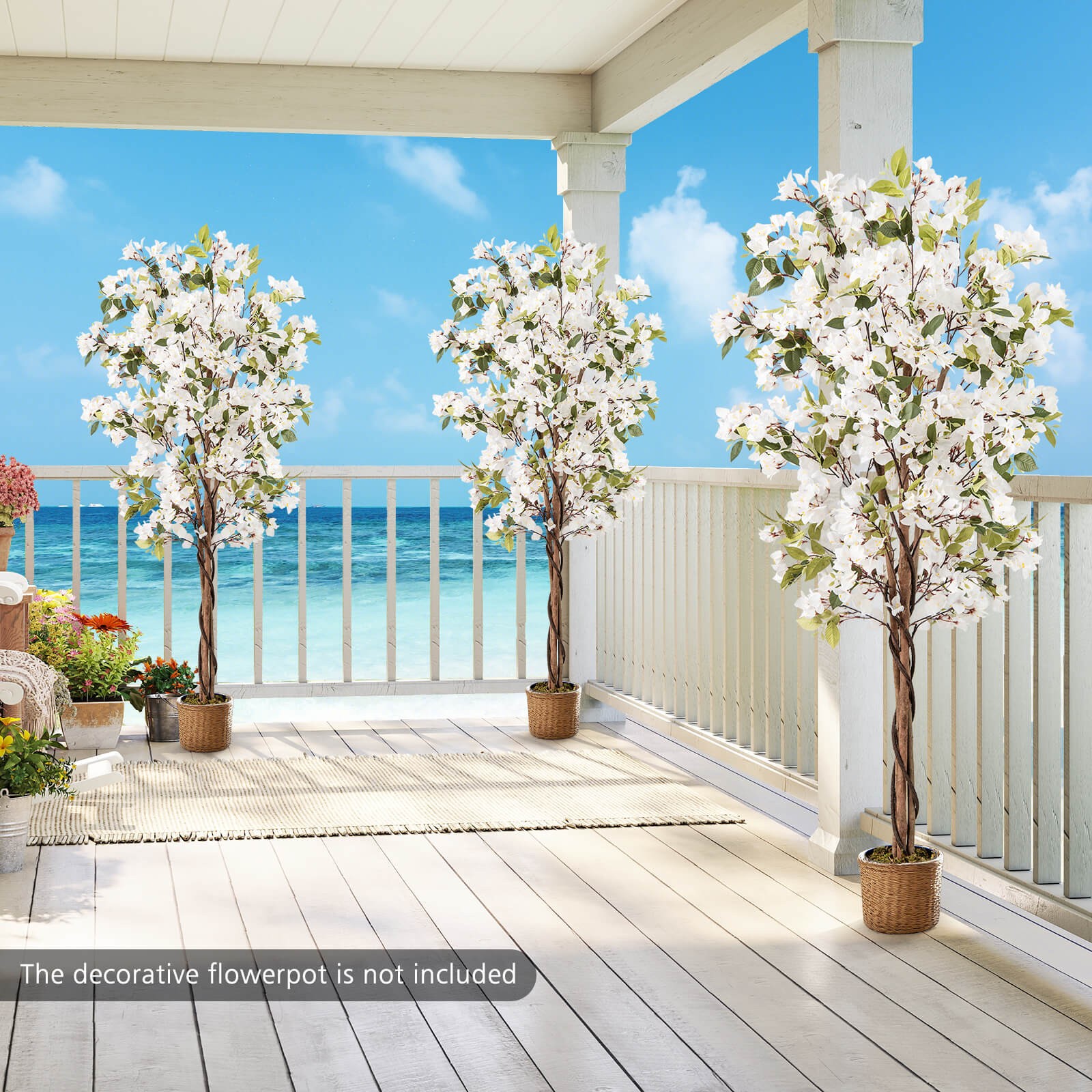 6 FT Artificial Bougainvillea Tree w/910 Flowers, 105 Leaves, Real Wood Trunk