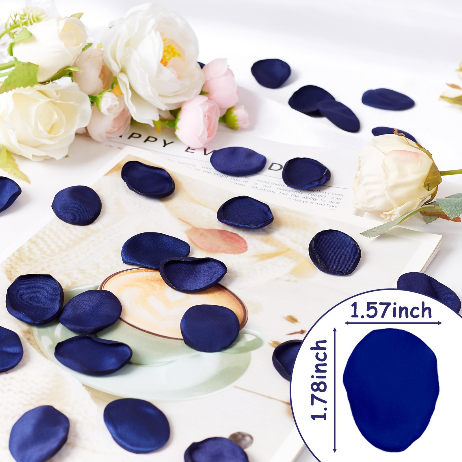 400 PCS Blue Rose Petals Fake Silk Flower Wedding Aisle Table Centerpiece
