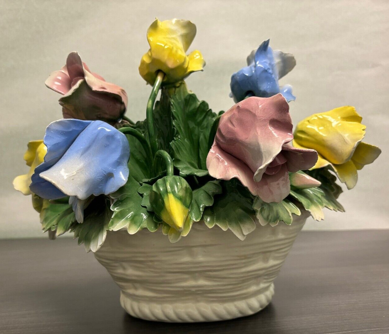 multi-colored porcelain enamel floral centerpiece