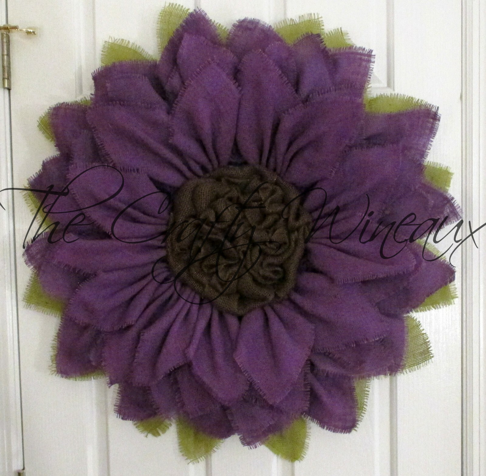 The Crafty Wineaux – Extra Large 30″ Purple Burlap Sunflower Wreath