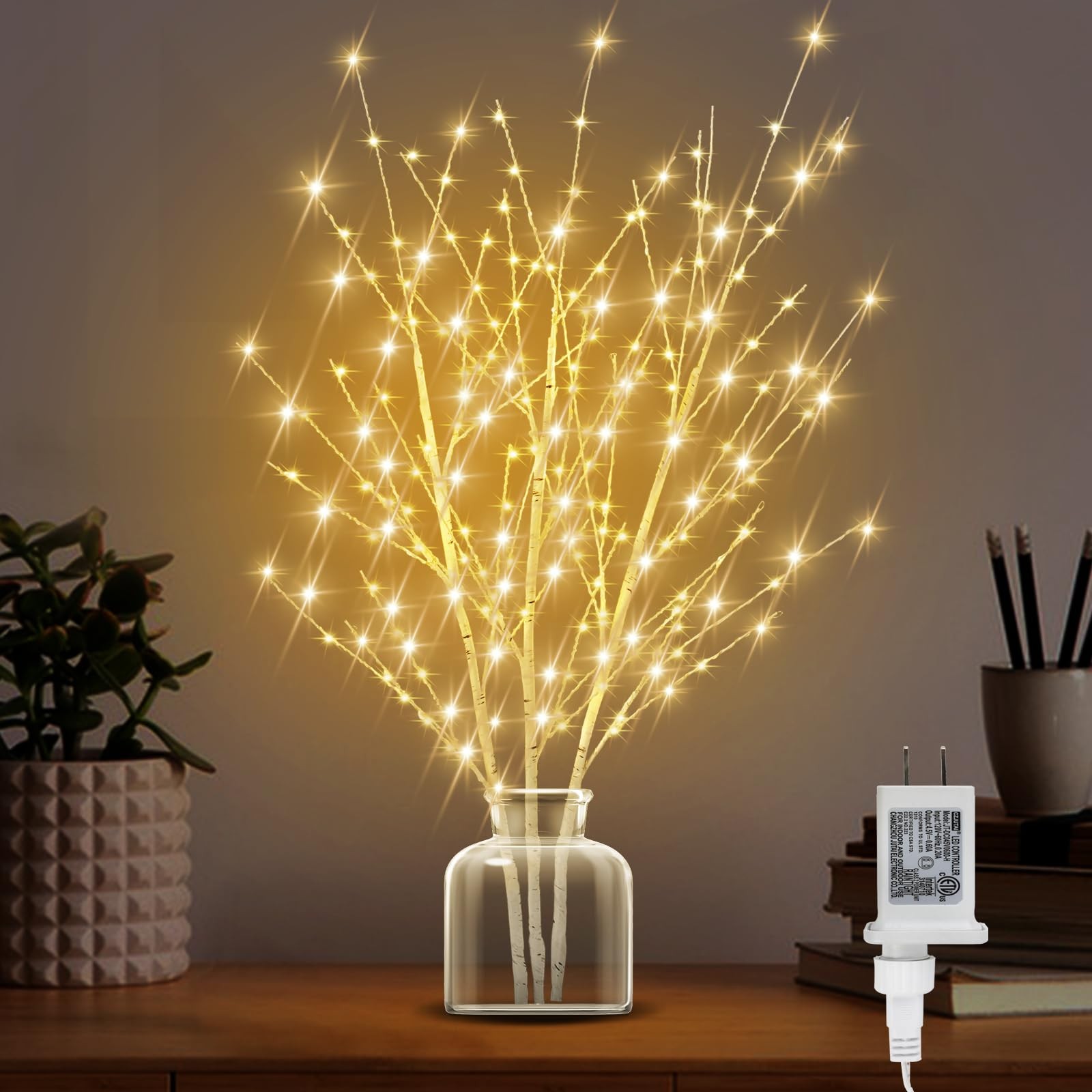 Lighted Birch Branches Plug in with Timer 33IN 180 LED Lights, Twinkling Ligh…