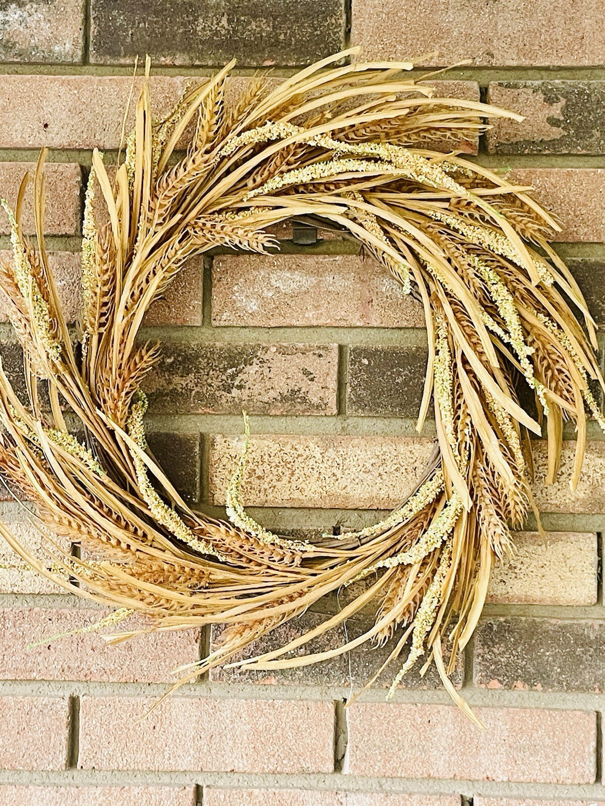 Wheat And Dried Grass Wreath Primitive Country Farmhouse