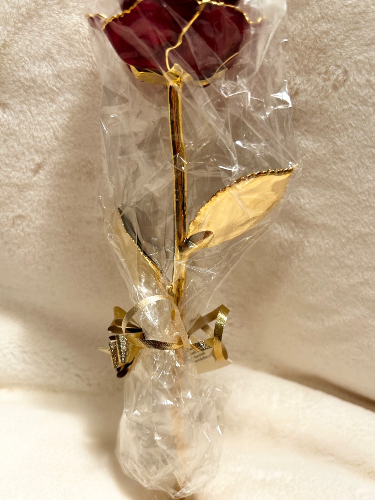 24 Karat Gold Dipped Real Red Rose Preserved in Real Gold With Original Box