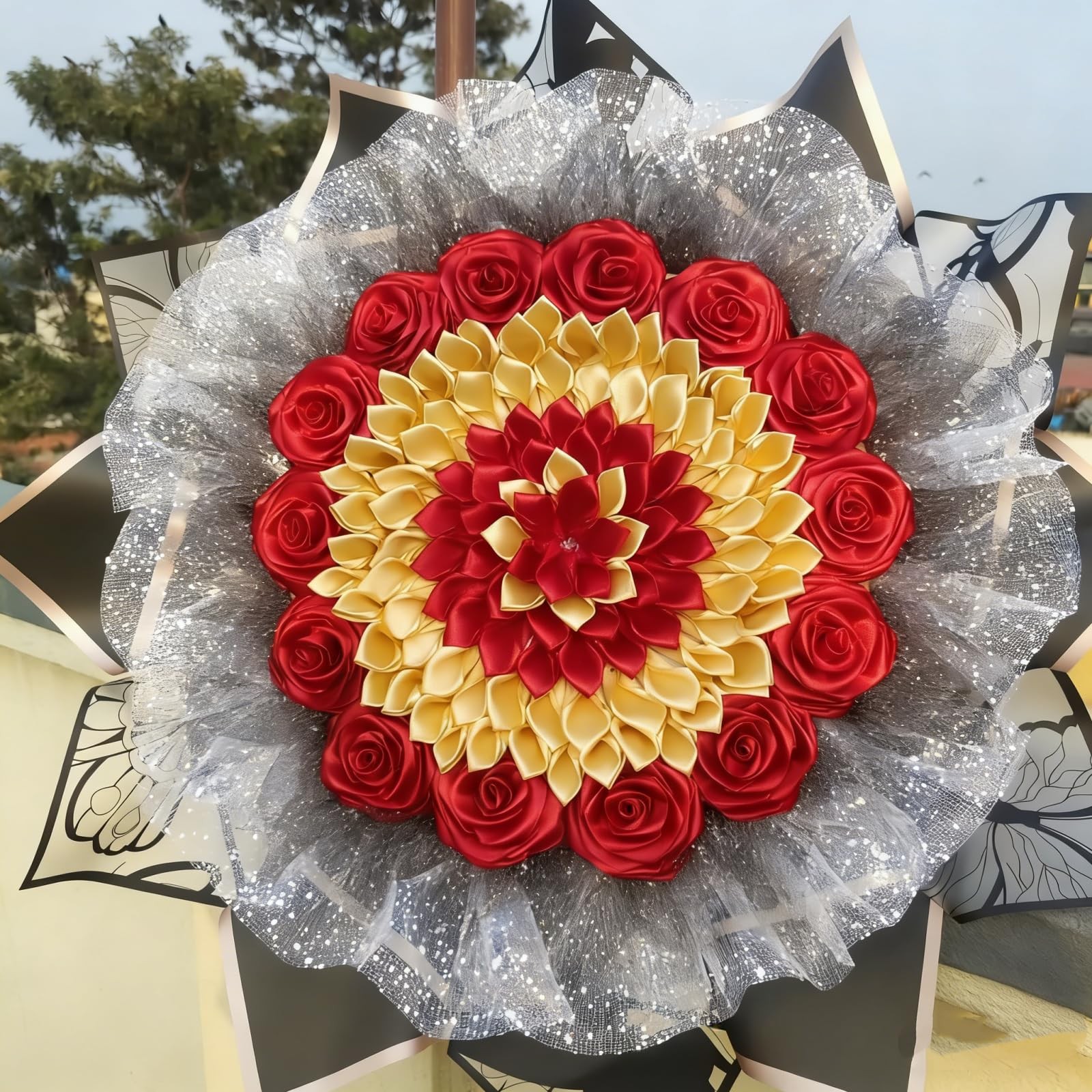 300 Counts Pre-Made Satin Ribbon Rose Petals Dahlia Lotus Flower Petals, Semi…