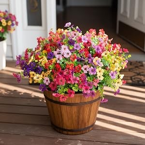Artificial Outdoor Flowers UV Resistant Fake Plants Greenery 12 Bundles Faux