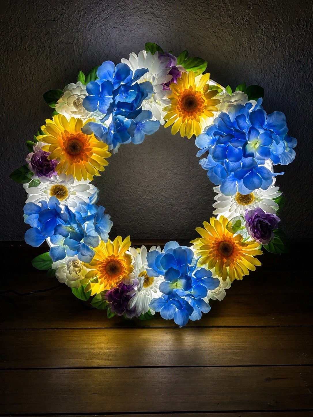 Custom Homemade Light Up Wreath Aluminum Summer Artificial Flowers