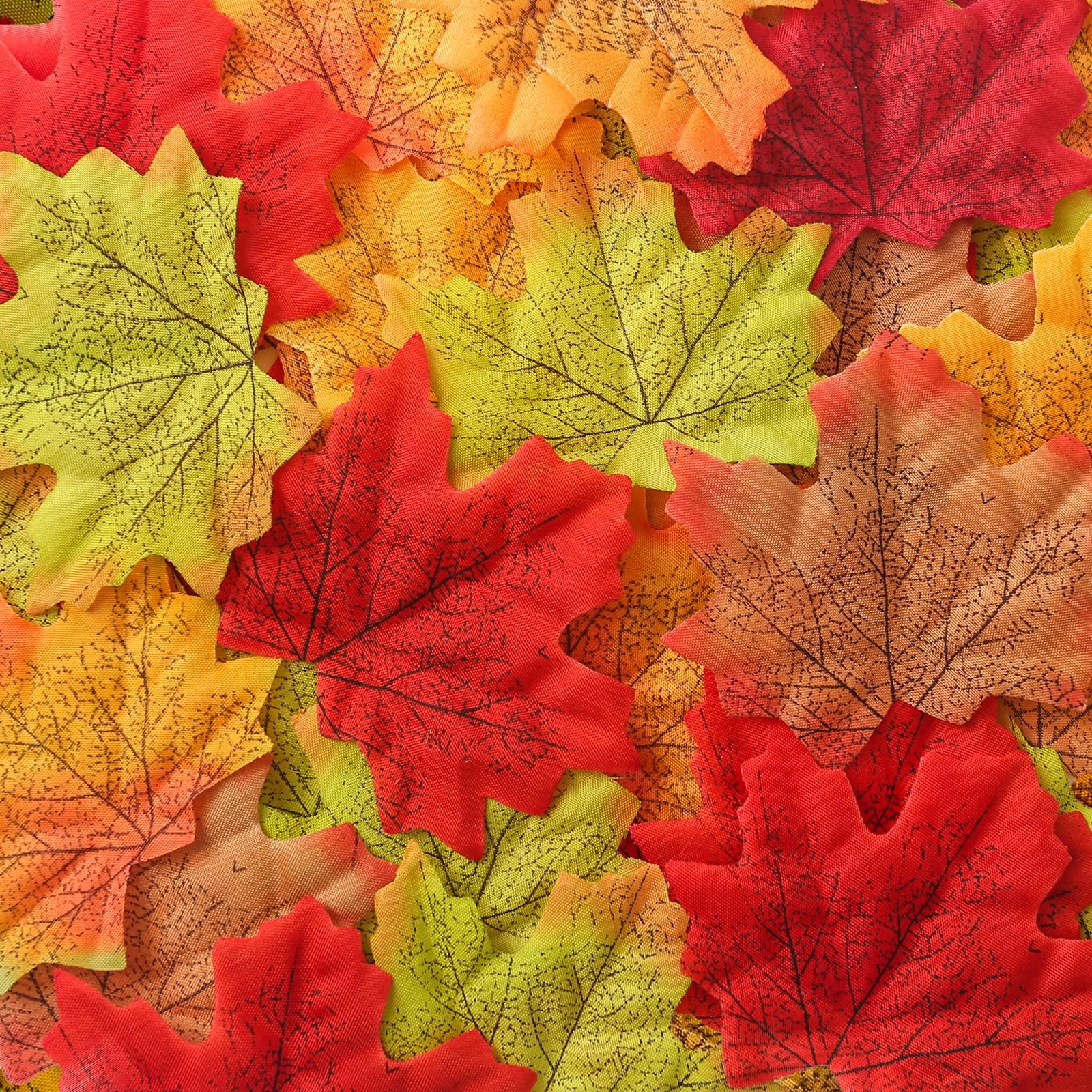 500PCS Mixed Color Fake Fall Leaves Decorations Artificial Autumn Maple Leaf