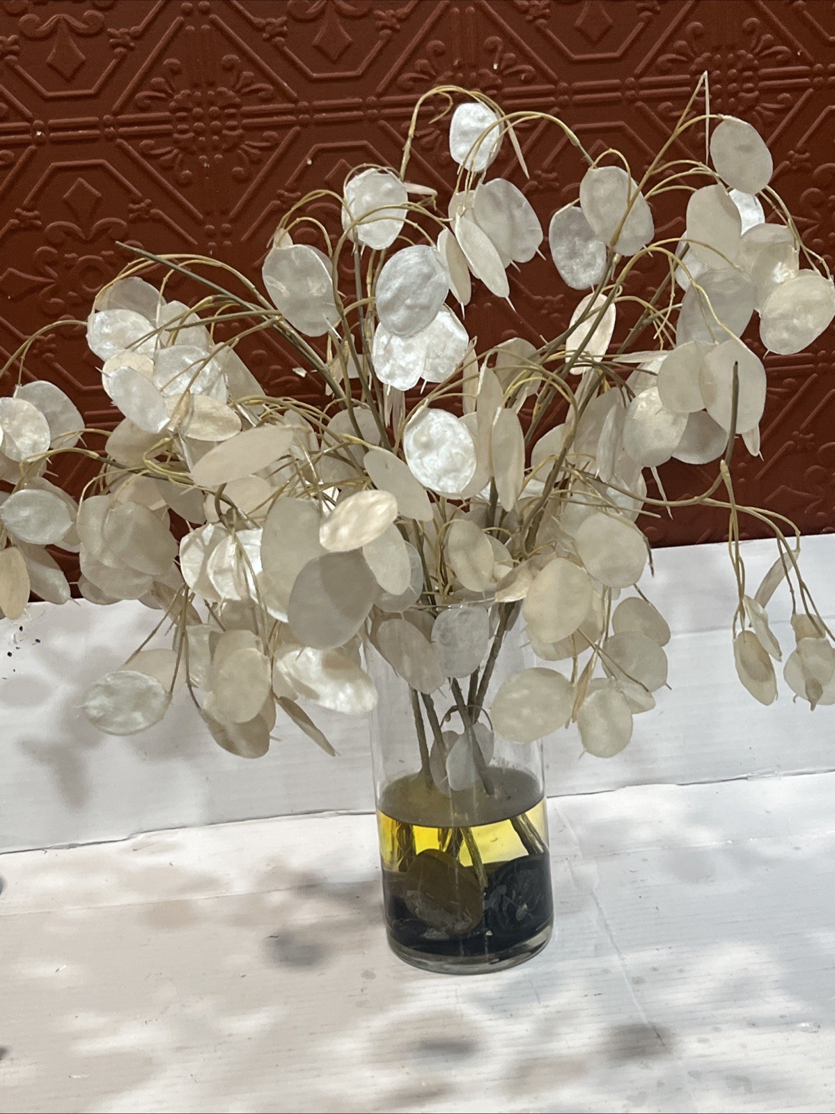 Lunaria Plant Artificial Stems Plant Money Tree In Acrylic Vase Home Decor