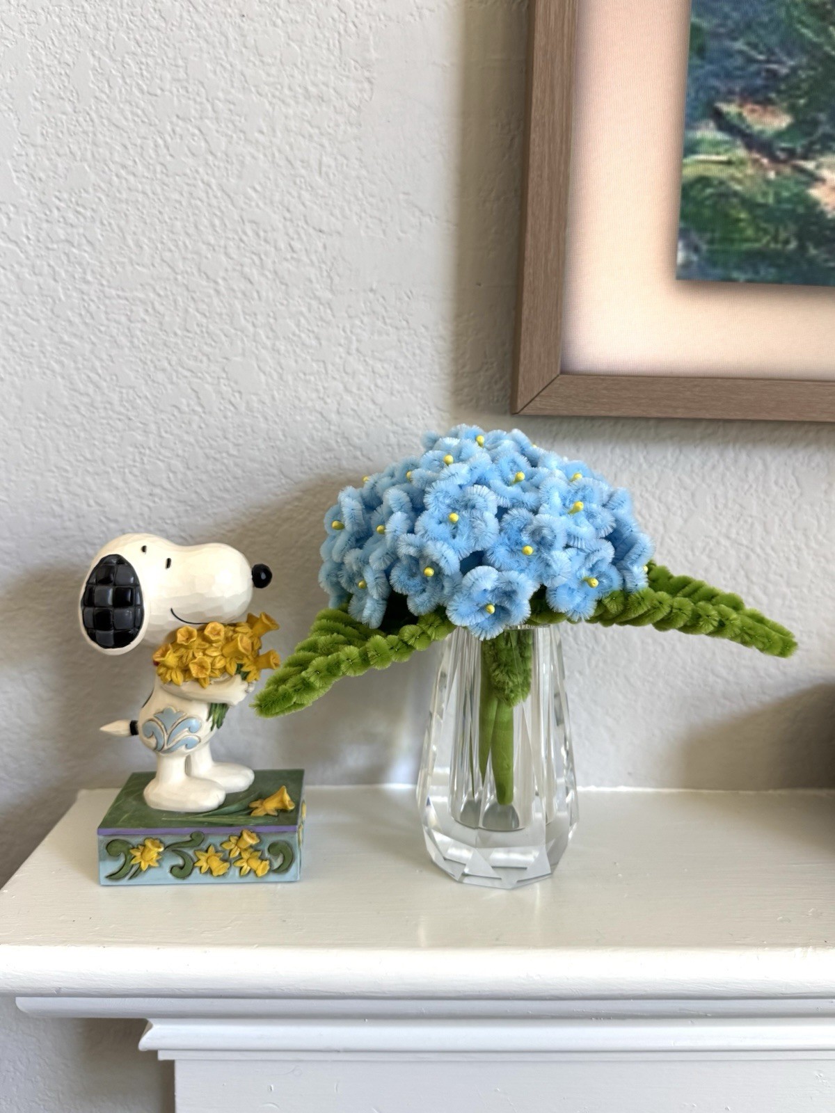 Handmade pipe cleaner flowers; hydrangea